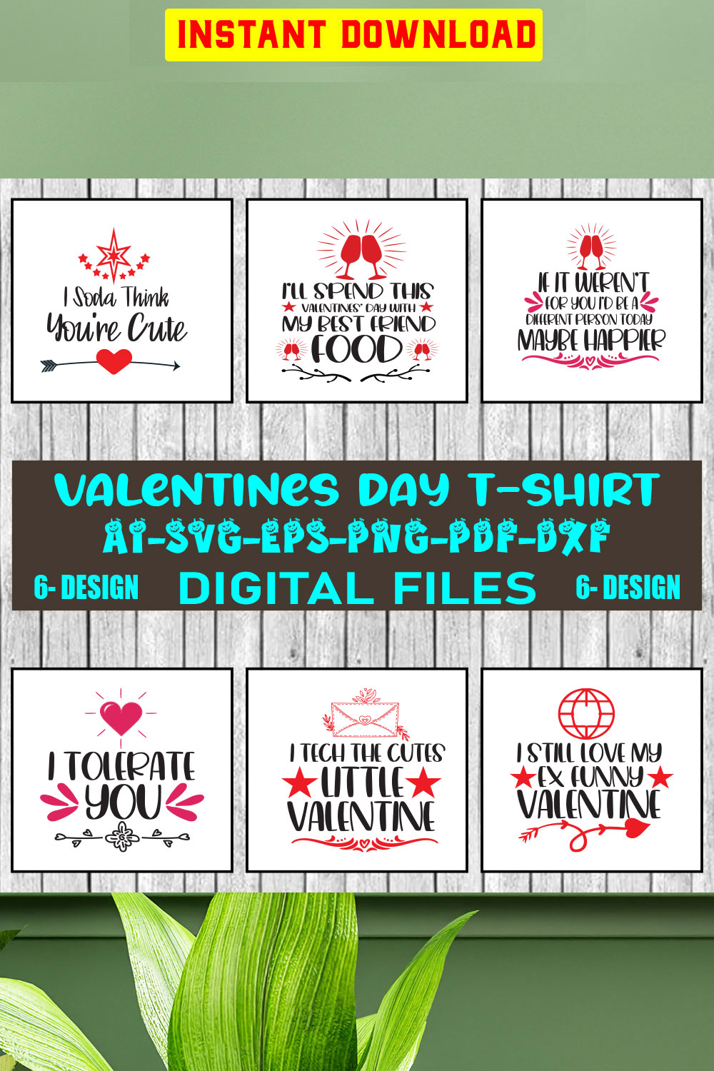 Valentines Day T-shirt Design Bundle Vol-01 pinterest preview image.