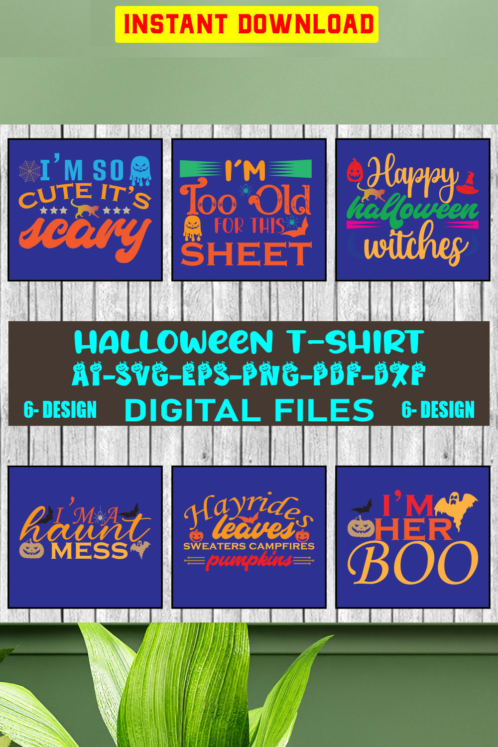 Halloween T-shirt Design Bundle Vol-09 pinterest preview image.