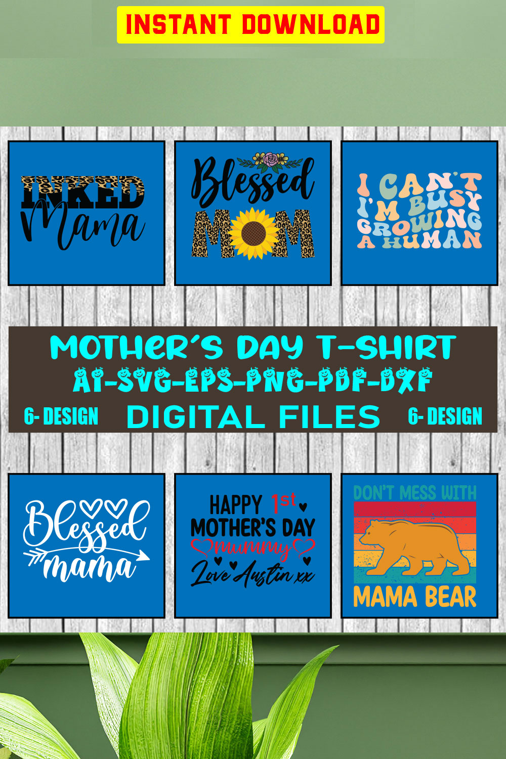 Mother's Day T-shirt Design Bundle Vol-01 pinterest preview image.