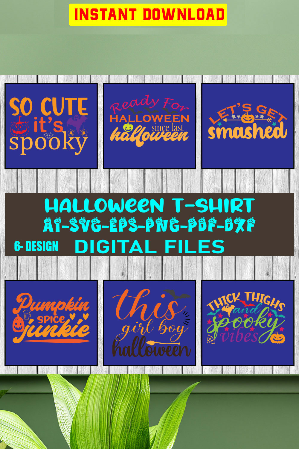 Halloween T-shirt Design Bundle Vol-10 pinterest preview image.