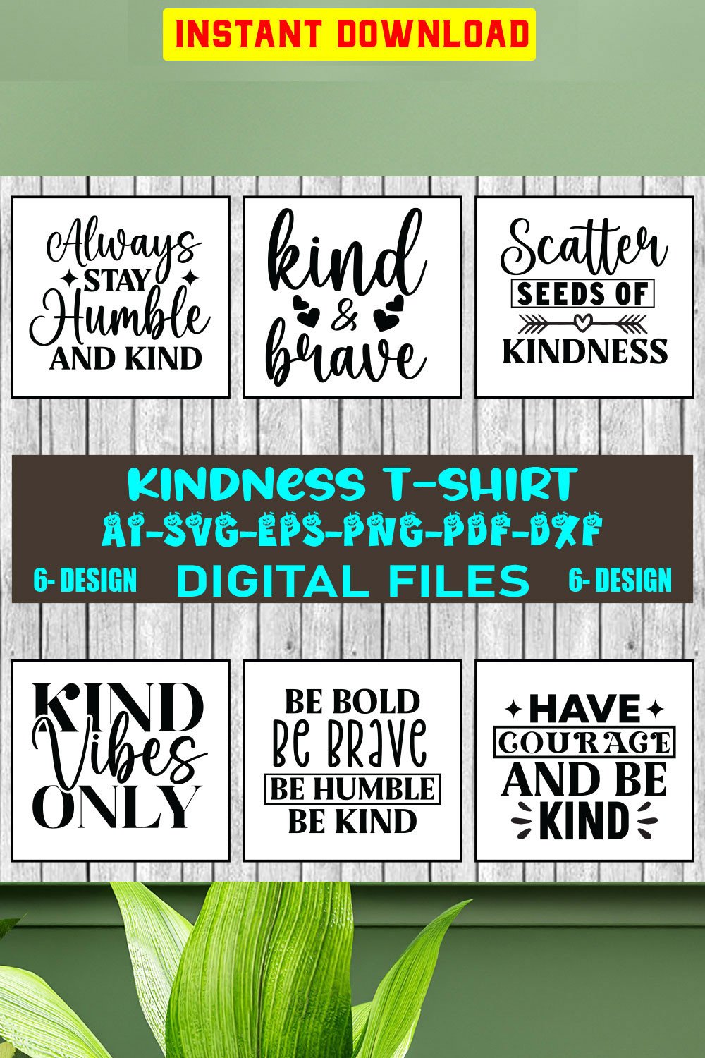 Kindness T-shirt Design Bundle Vol-1 pinterest preview image.