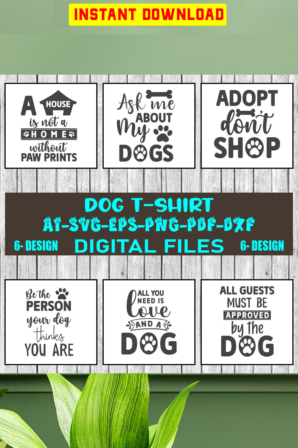 Dog T-shirt Design Bundle Vol-1 pinterest preview image.
