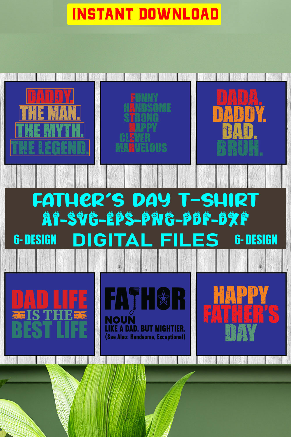 Father's Day T-shirt Design Bundle Vol-12 pinterest preview image.