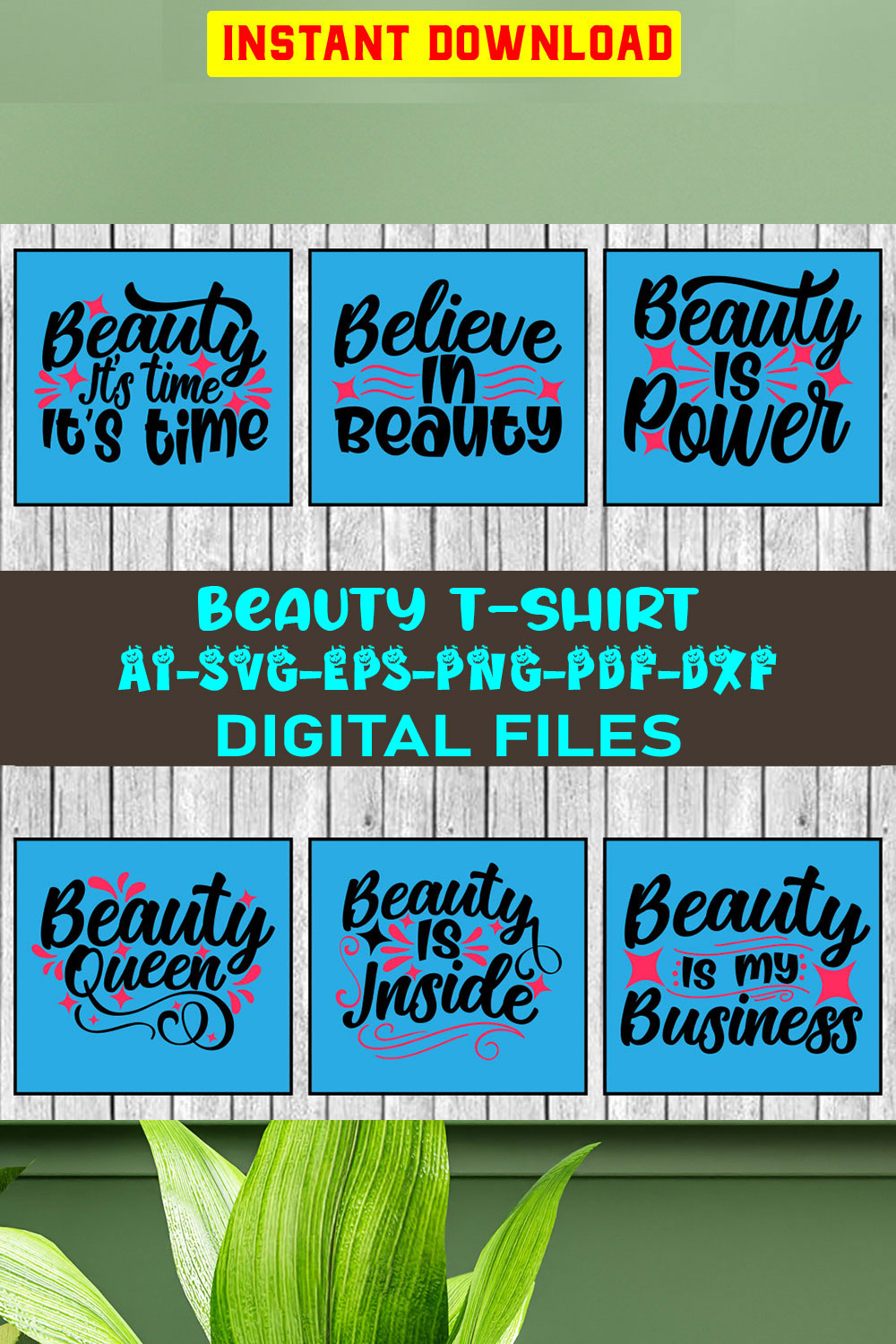 Beauty T-shirt Design Bundle Vol-01 pinterest preview image.