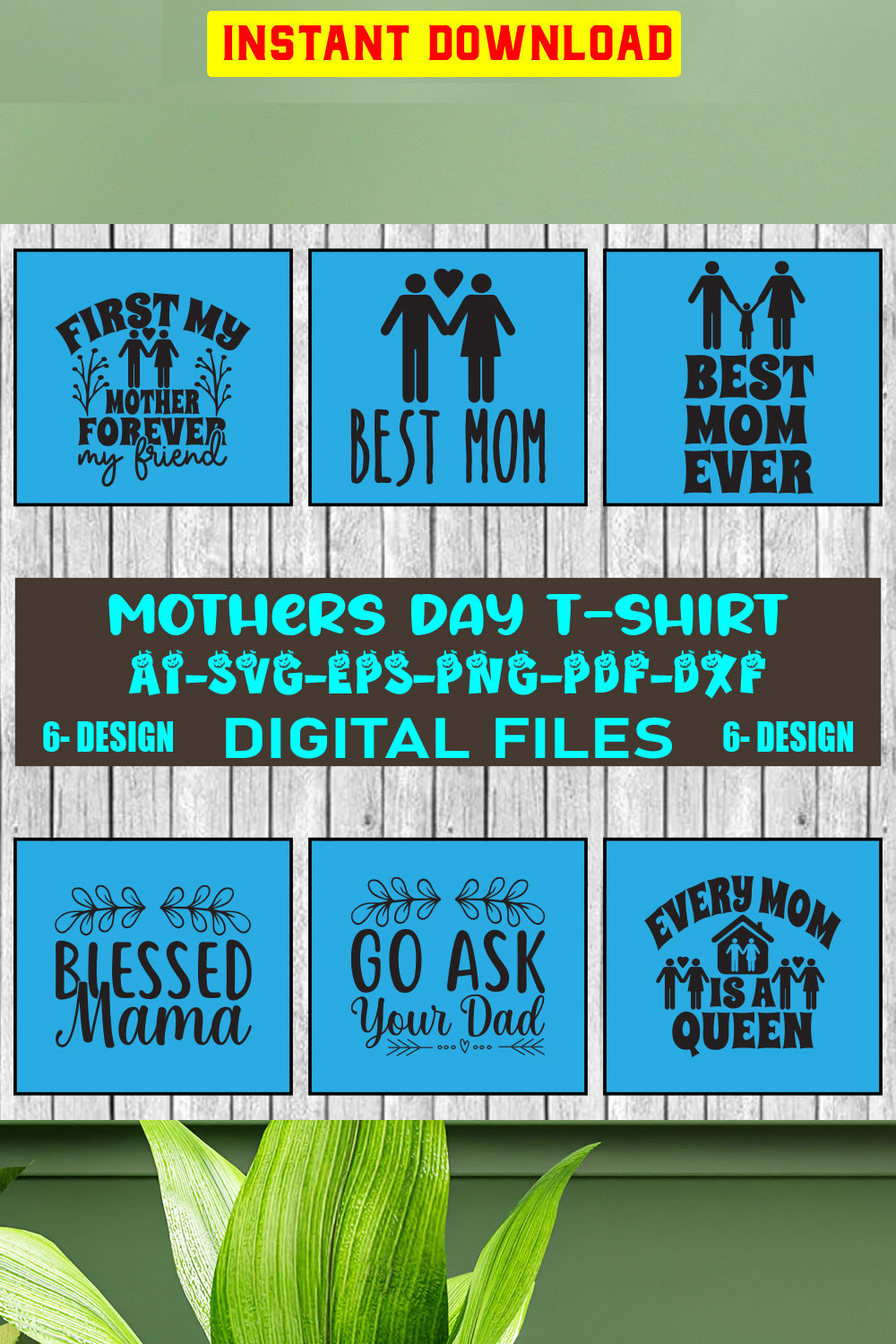 Mothers Day T-shirt Design Bundle Vol-05 pinterest preview image.