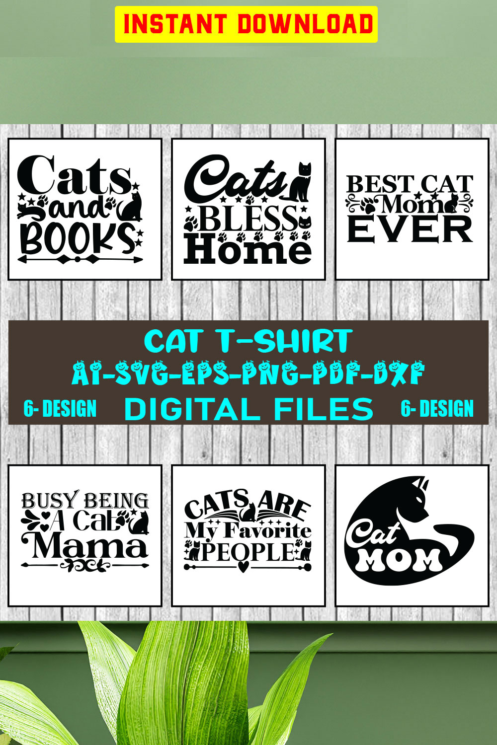 Cat T-shirt Design Bundle Vol-04 pinterest preview image.