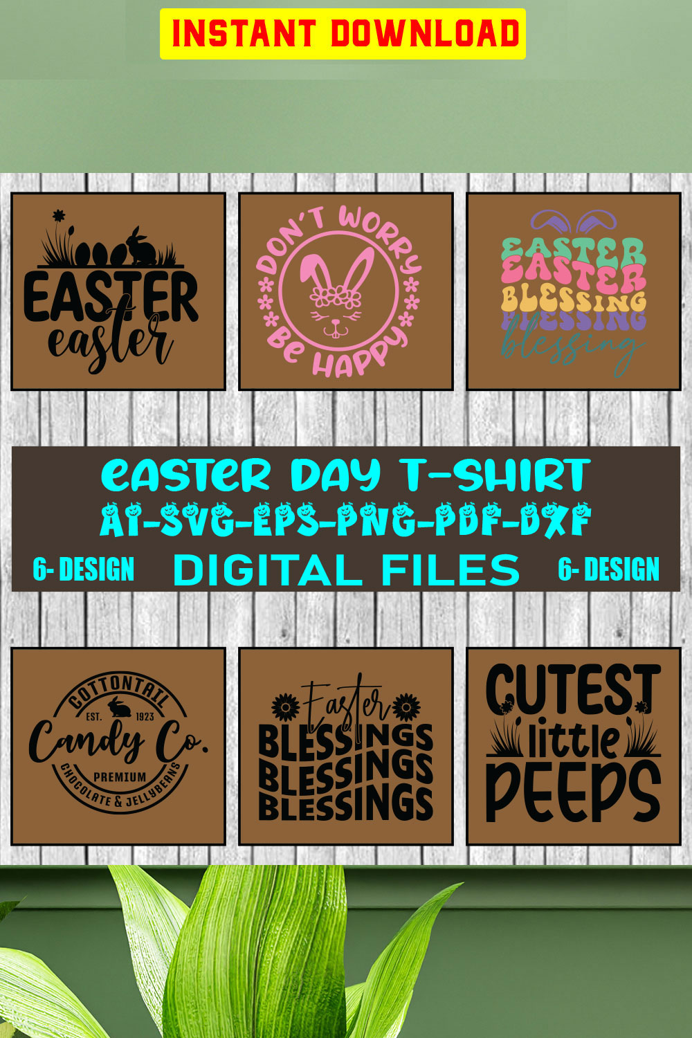 Easter T-shirt Design Bundle Vol-02 pinterest preview image.