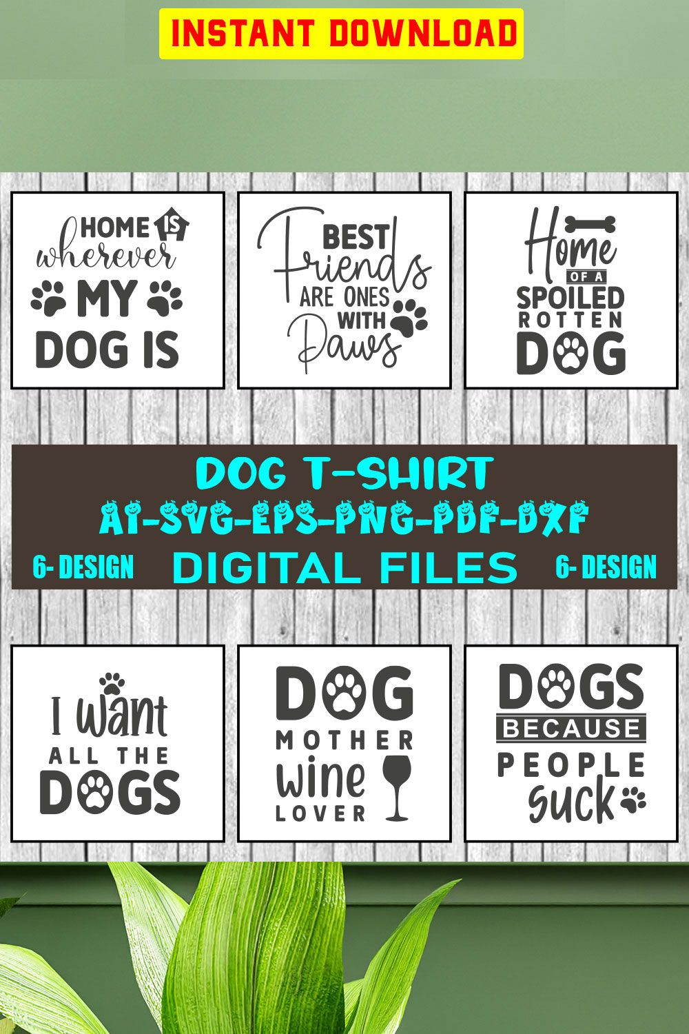 Dog T-shirt Design Bundle Vol-2 pinterest preview image.