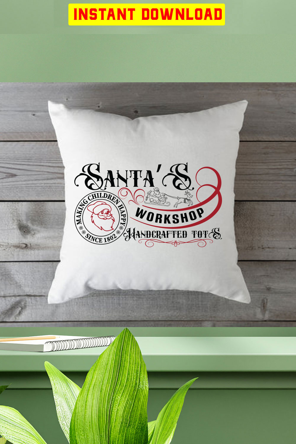 Santas Workshop Handcrafted Tots Making Children Happy Since 1802 pinterest preview image.