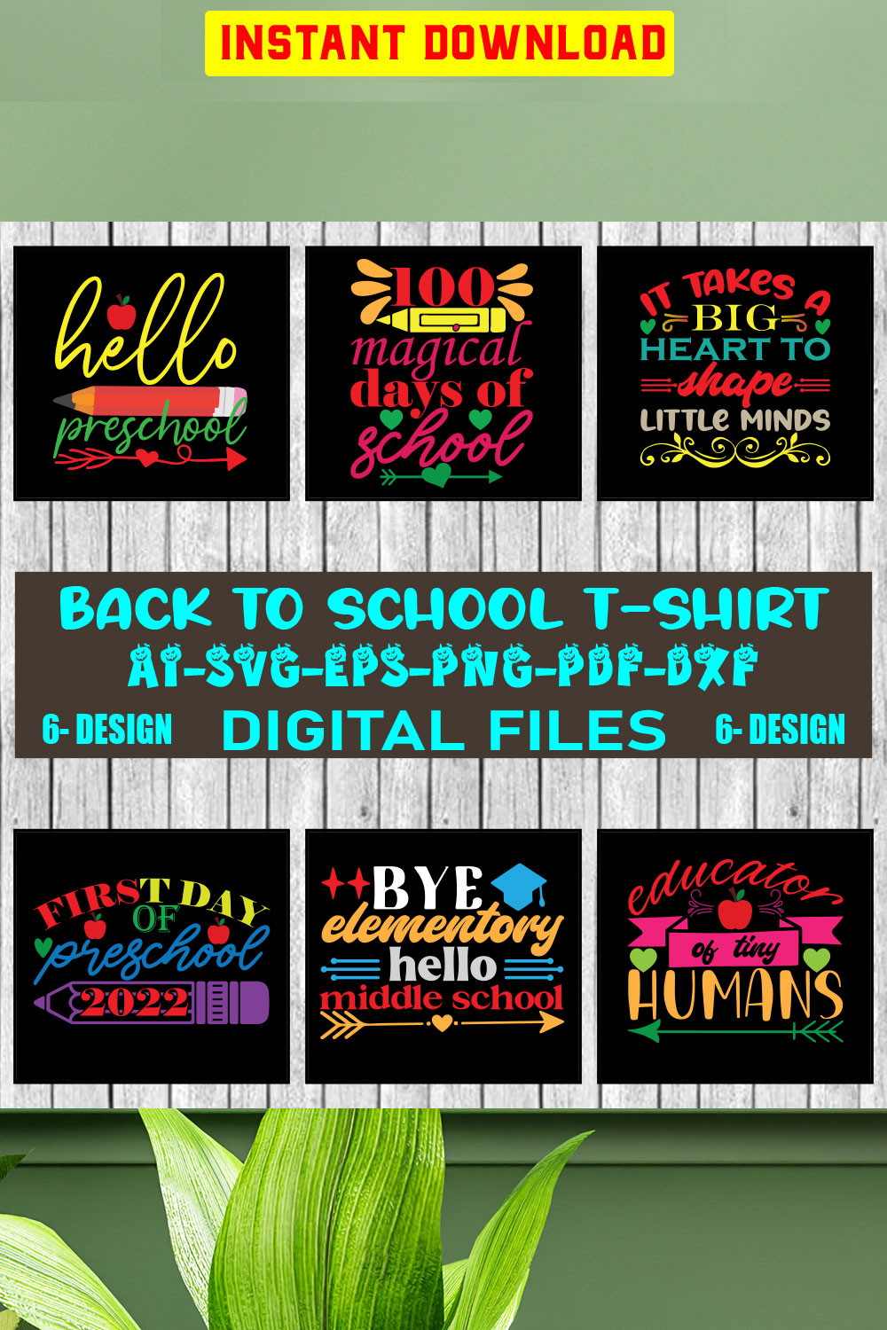 Back To School T-shirt Design Bundle Vol-04 pinterest preview image.