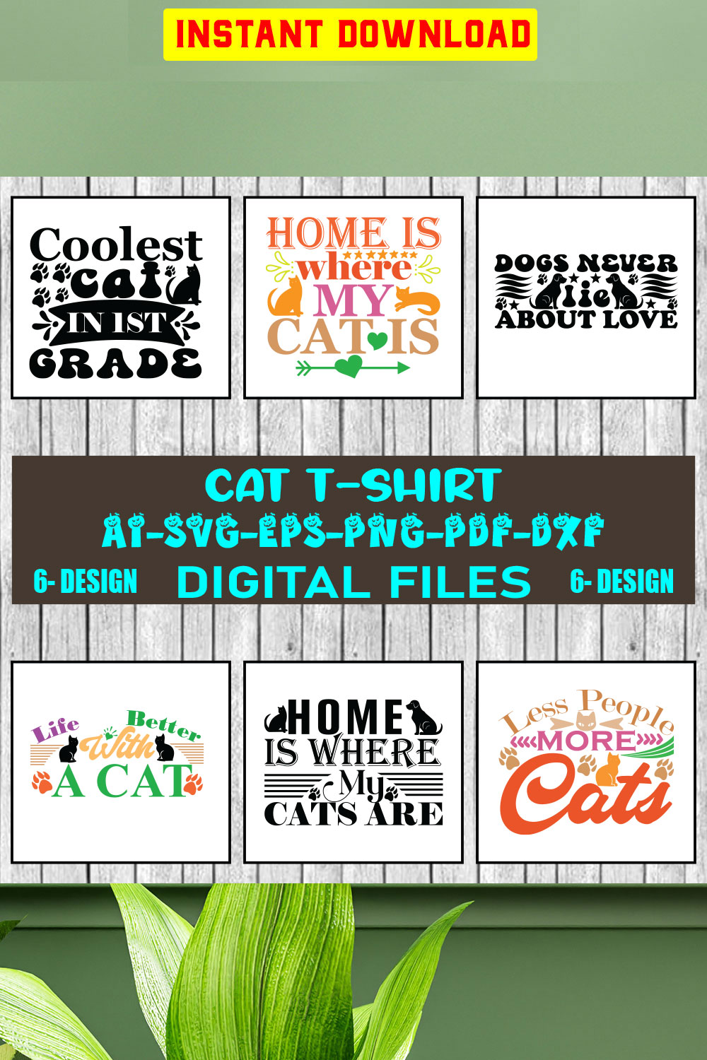 Cat T-shirt Design Bundle Vol-05 pinterest preview image.