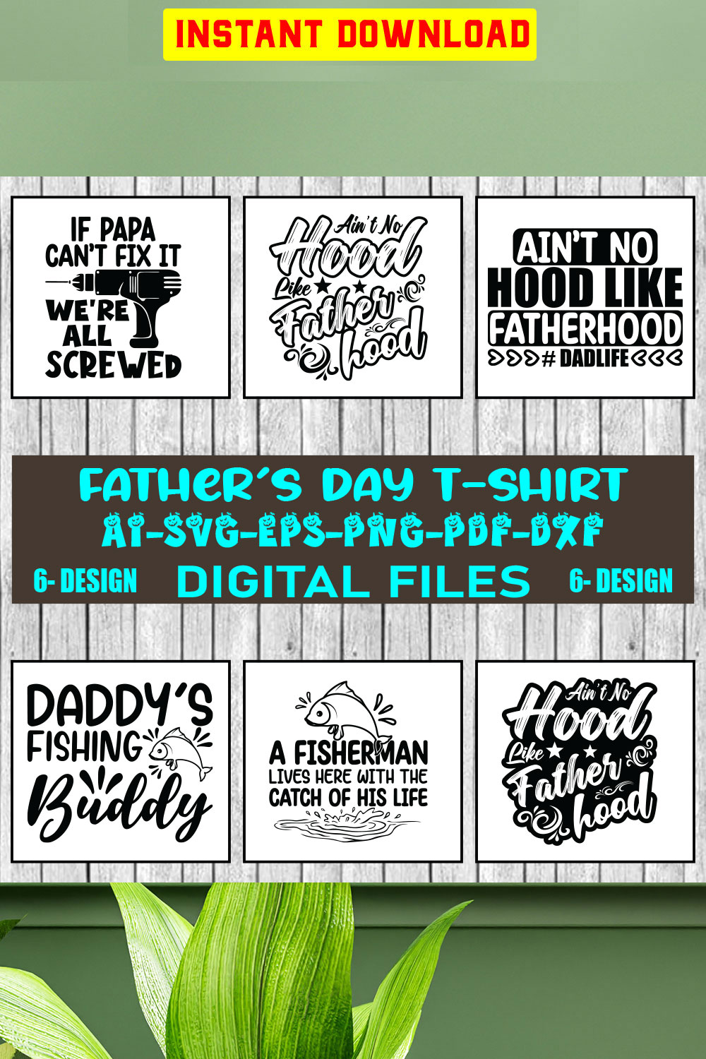 Father's Day T-shirt Design Bundle Vol-06 pinterest preview image.