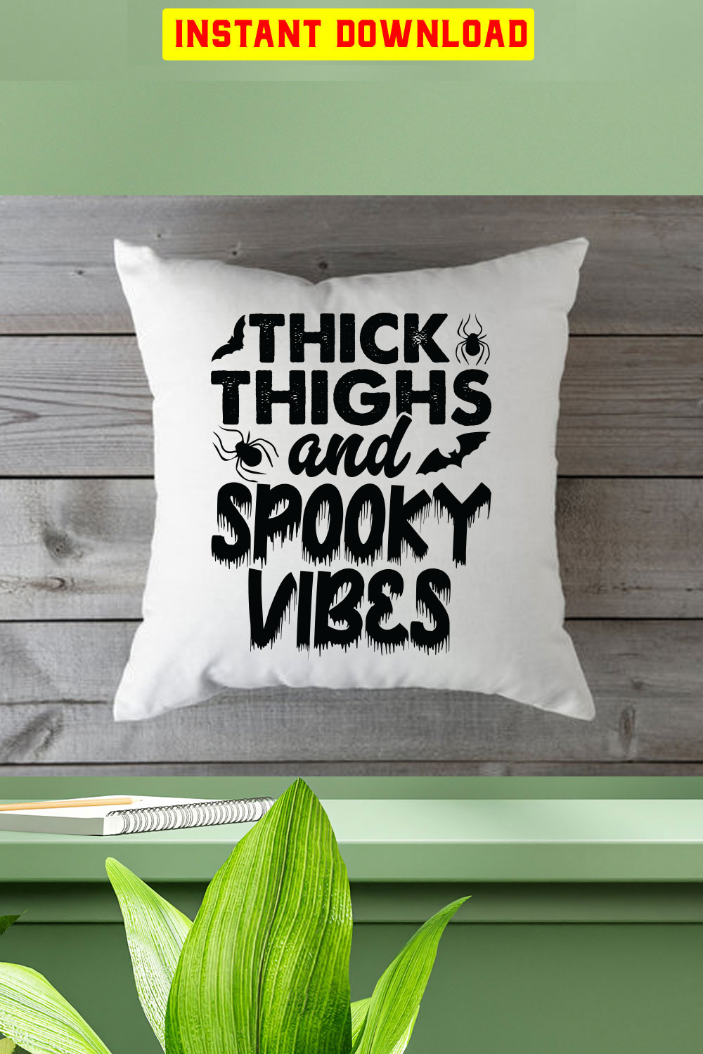Thick Thighs And Spooky Vibes pinterest preview image.