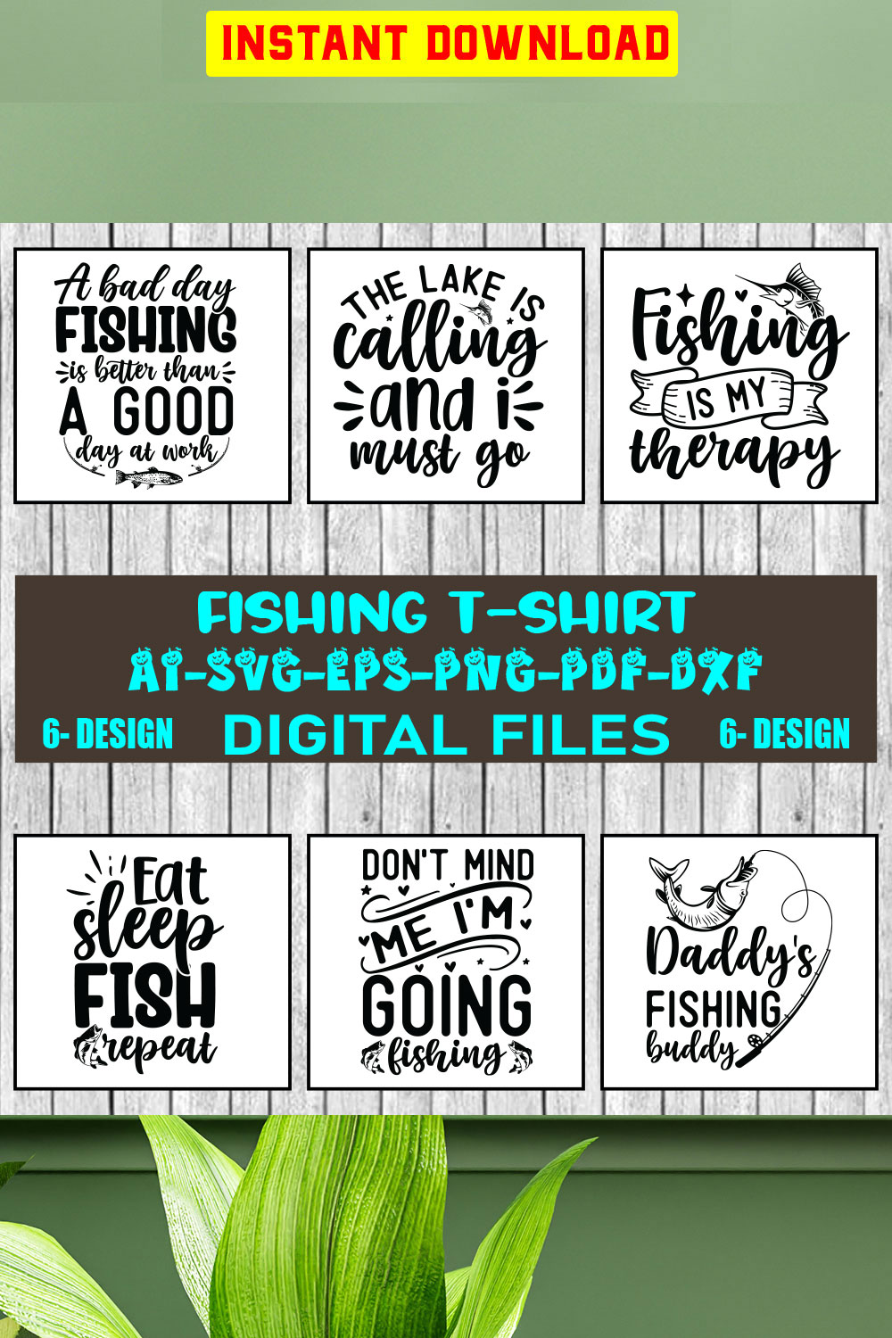 Fishing T-shirt Design Bundle Vol-2 pinterest preview image.