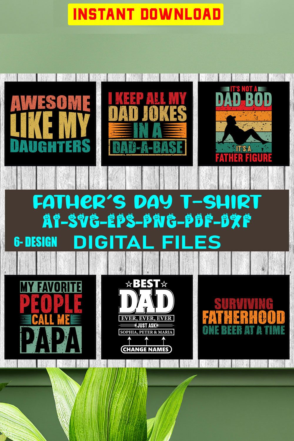 Father's Day T-shirt Design Bundle Vol-13 pinterest preview image.