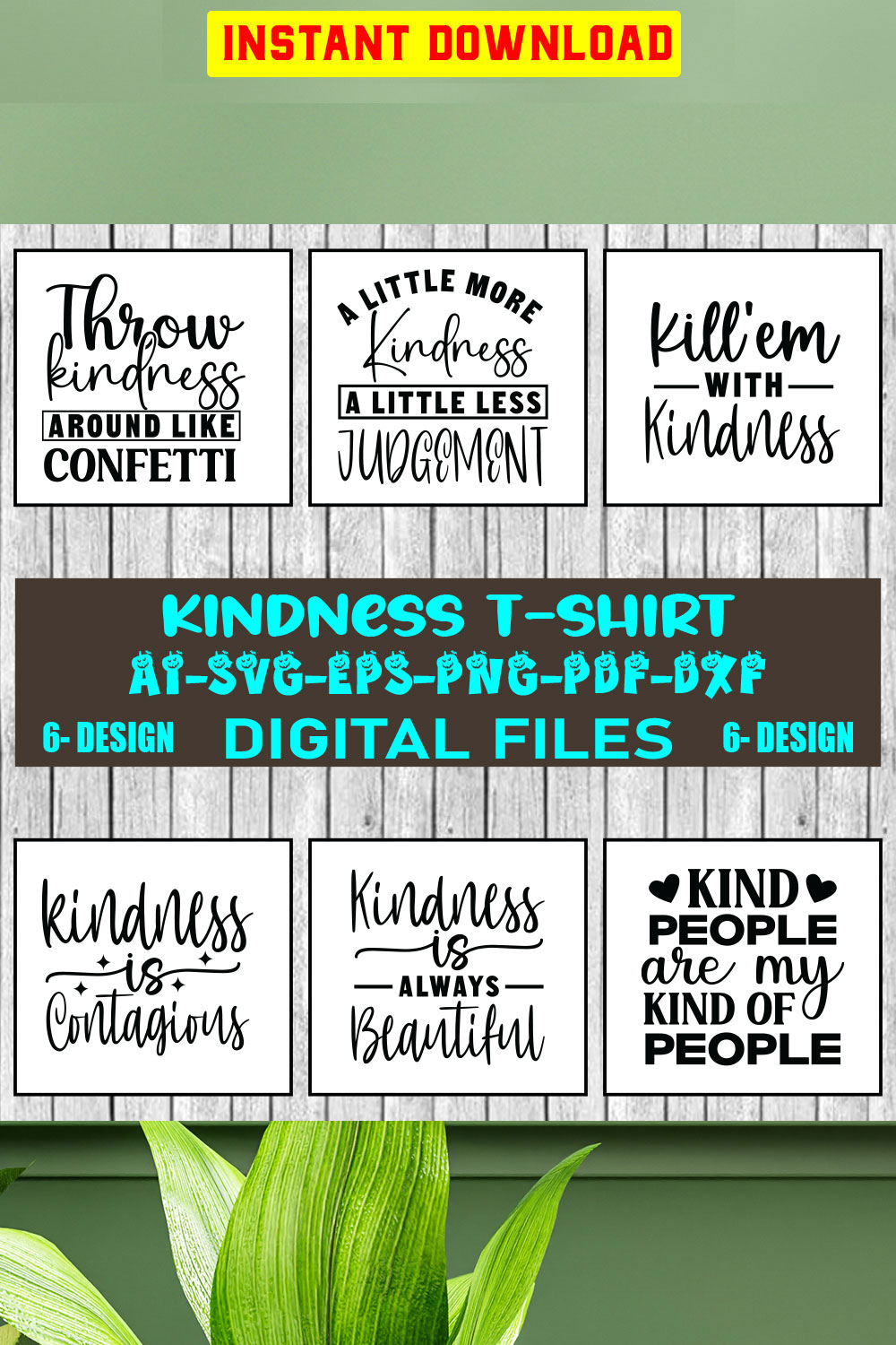 Kindness T-shirt Design Bundle Vol-2 pinterest preview image.