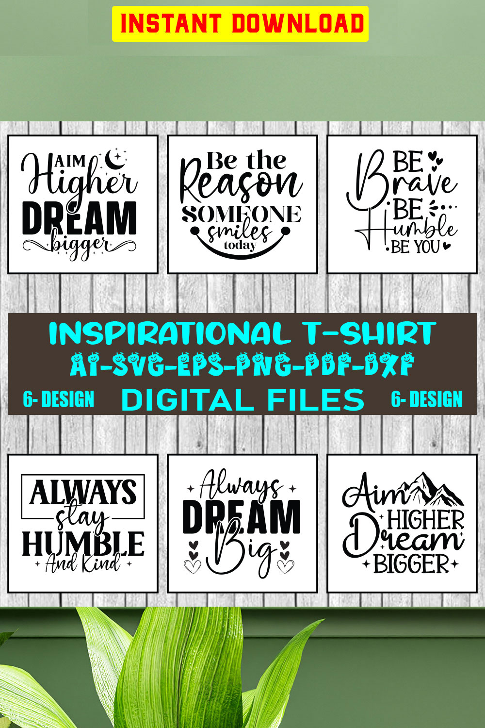 Inspirational T-shirt Design Bundle Vol-1 pinterest preview image.