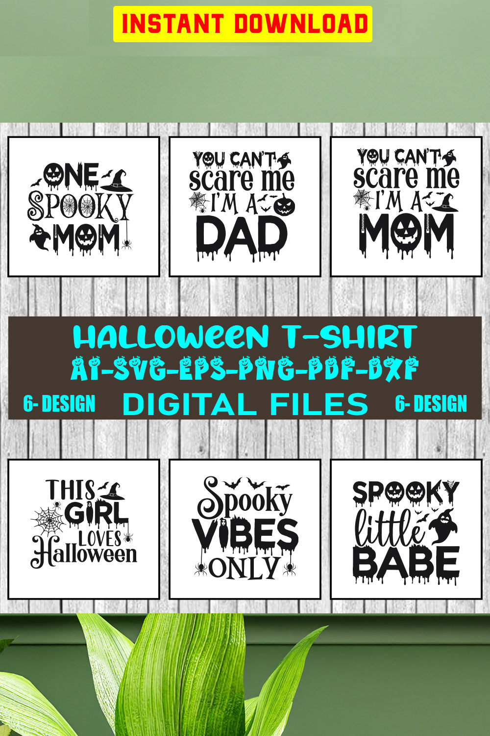 Halloween T-shirt Design Bundle Vol-19 pinterest preview image.