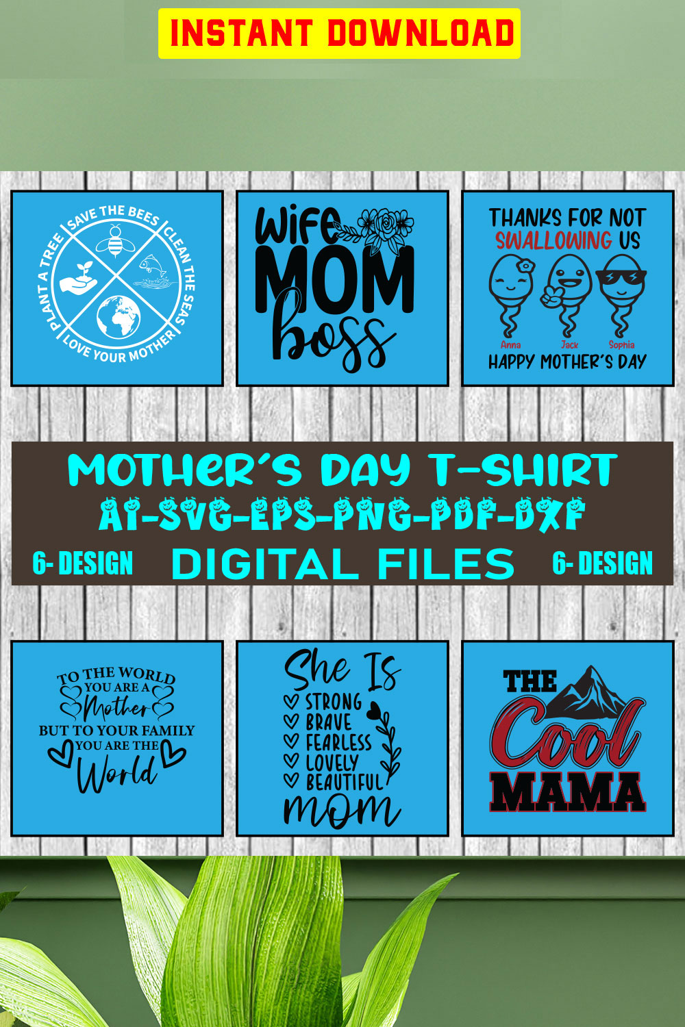 Mother's Day T-shirt Design Bundle Vol-04 pinterest preview image.