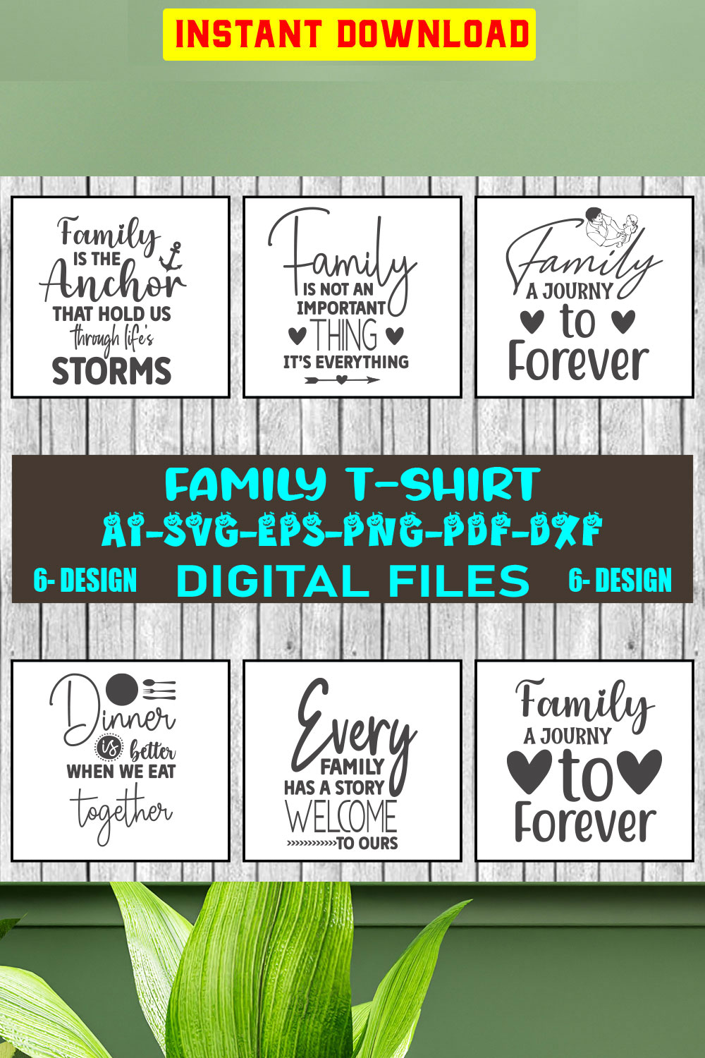 Family T-shirt Design Bundle Vol-1 pinterest preview image.