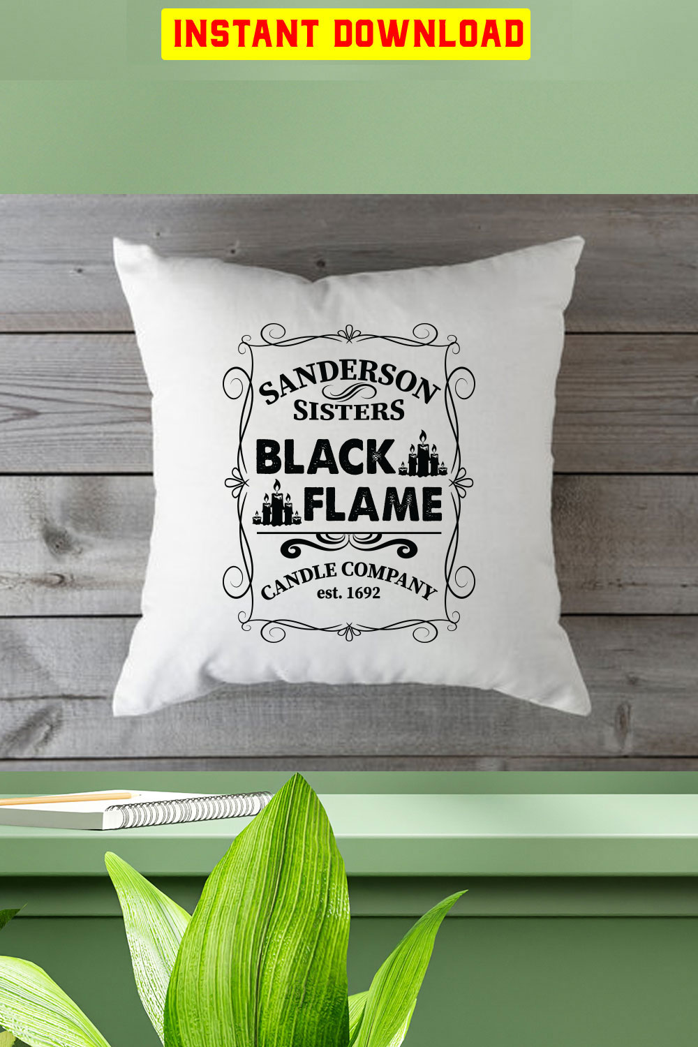 Sanderson Sisters Black Flame Candle Company Est 1692 pinterest preview image.