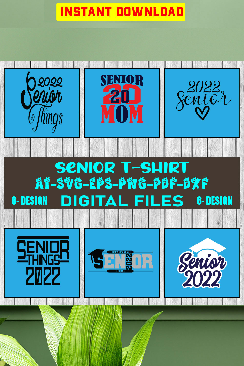 Senior T-shirt Design Bundle Vol-2 pinterest preview image.