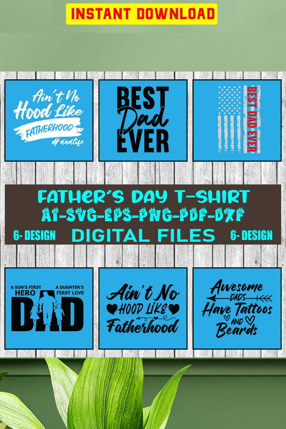 Father's Day T-shirt Design Bundle Vol-01 pinterest preview image.