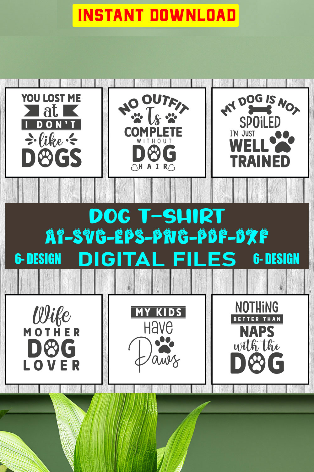 Dog T-shirt Design Bundle Vol-4 pinterest preview image.