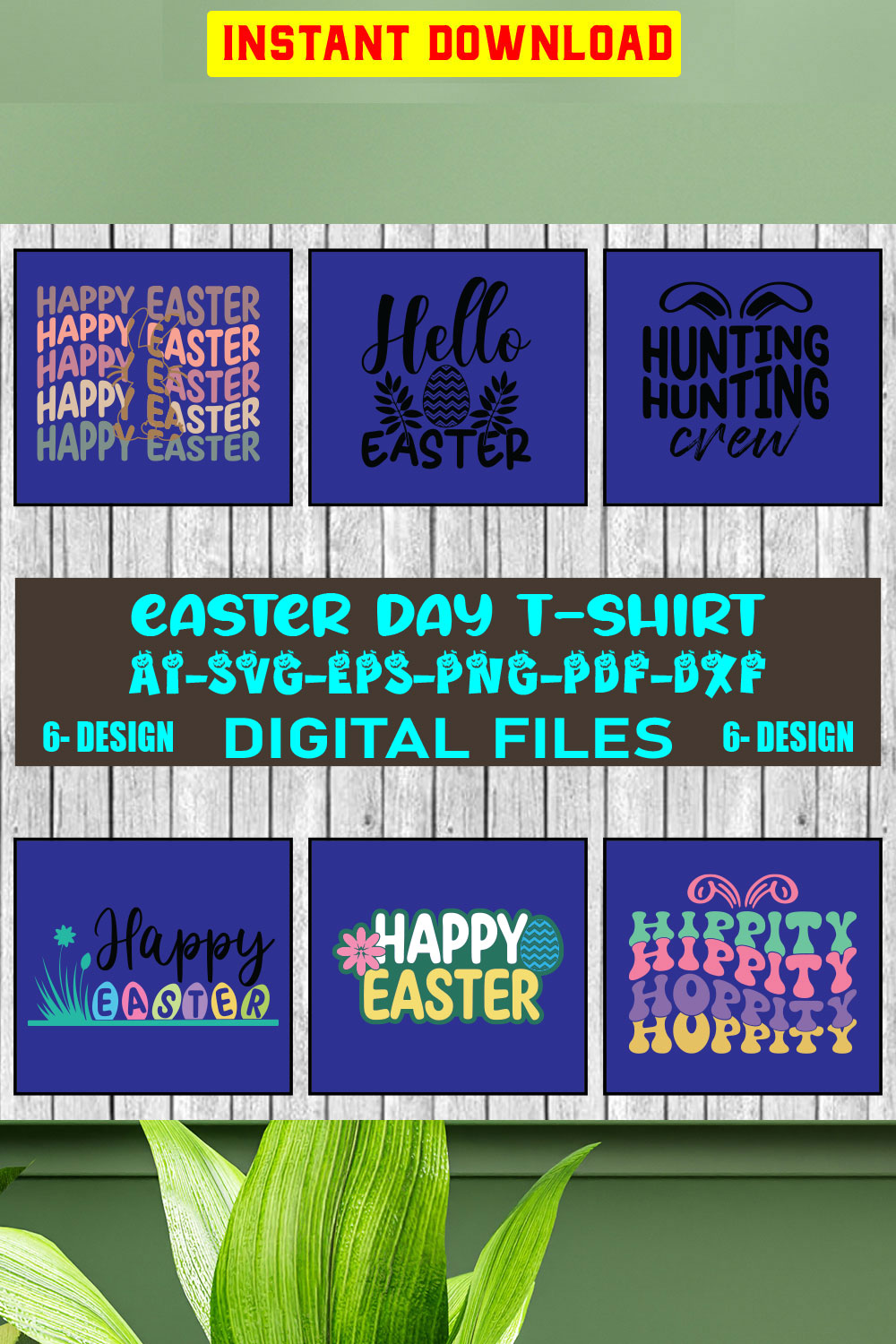 Easter T-shirt Design Bundle Vol-05 pinterest preview image.