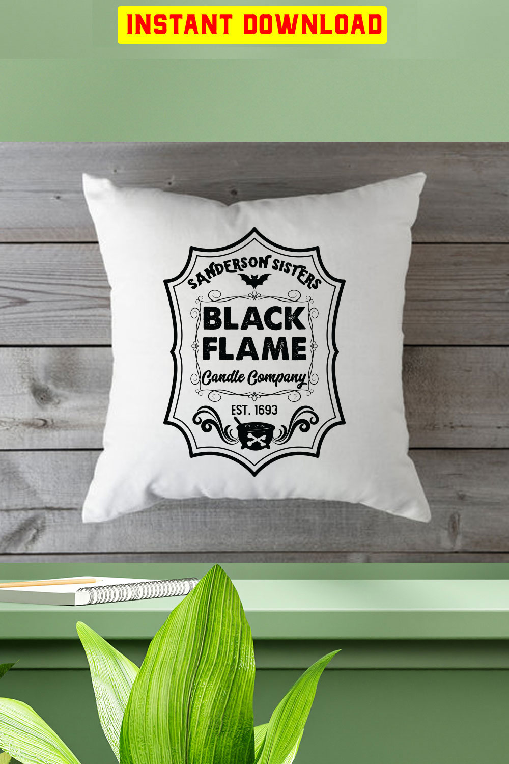 Sanderson Sisters Black Flame Candle Company Est 1693 pinterest preview image.