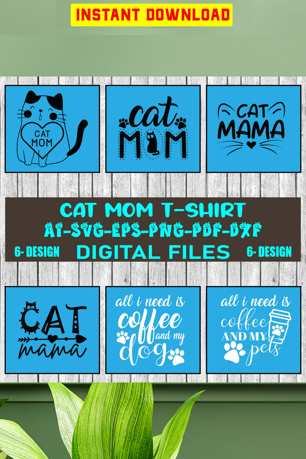 Cat Mom T-shirt Design Bundle Vol-1 pinterest preview image.