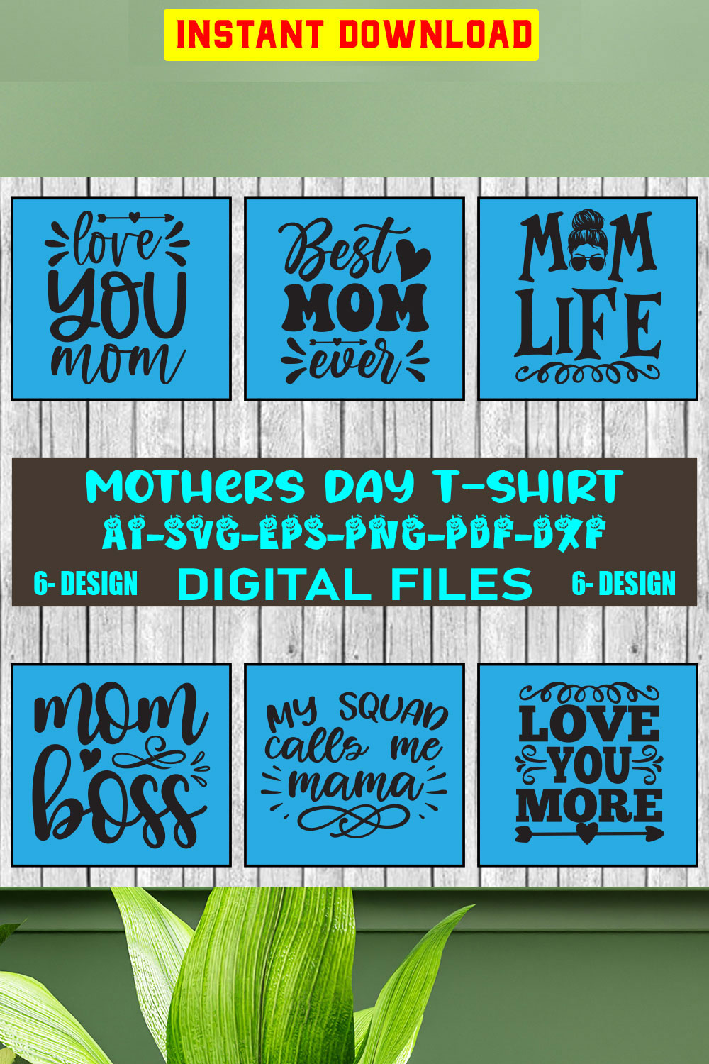 Mothers Day T-shirt Design Bundle Vol-01 pinterest preview image.