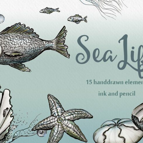 Sea Life - Ink & pencil pack cover image.