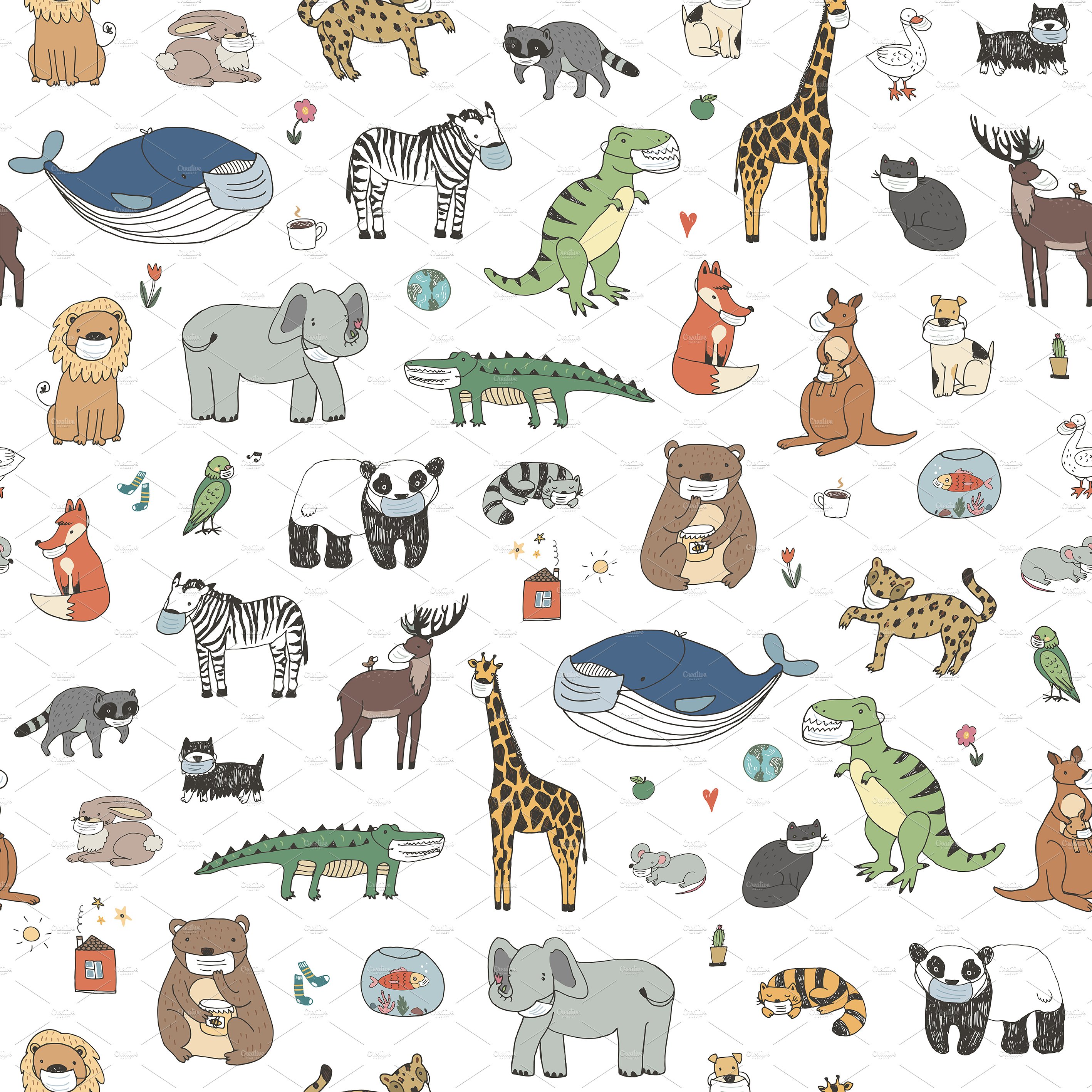 seamless color animals pattern prev 819