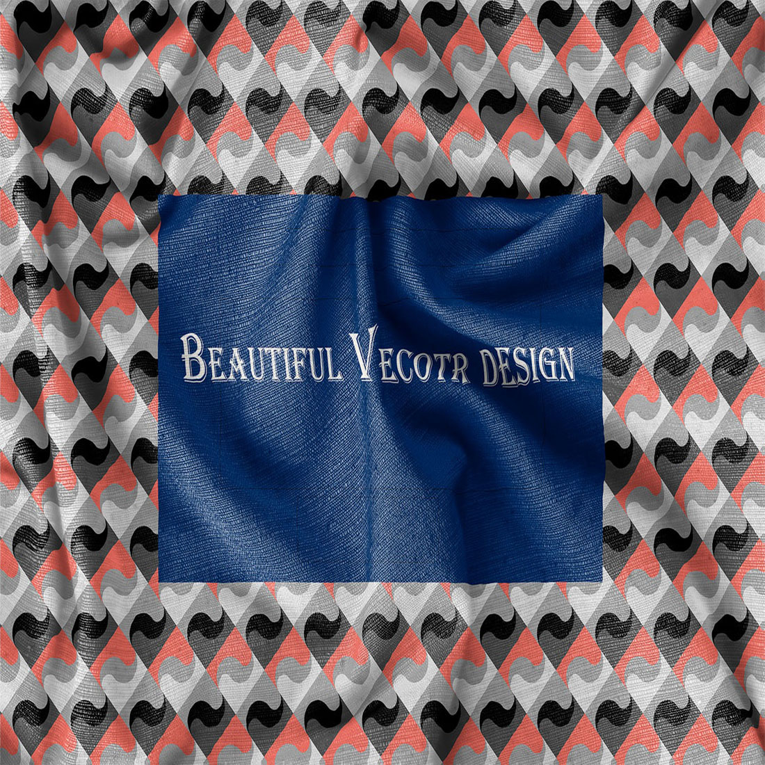 Picture of a blue and white towel with the words beautiful vector design on it.