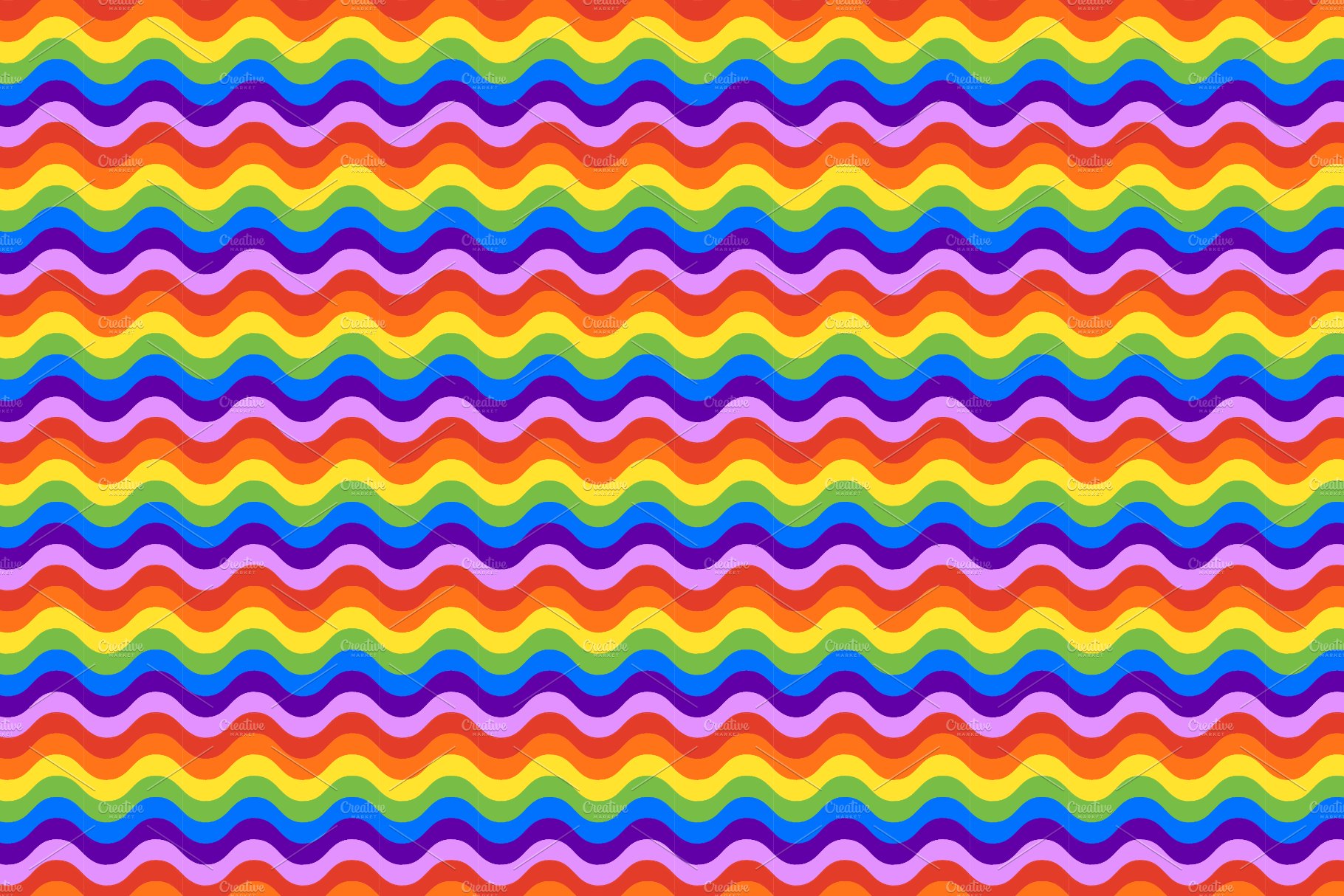 Seamless Rainbow Wave Pattern preview image.