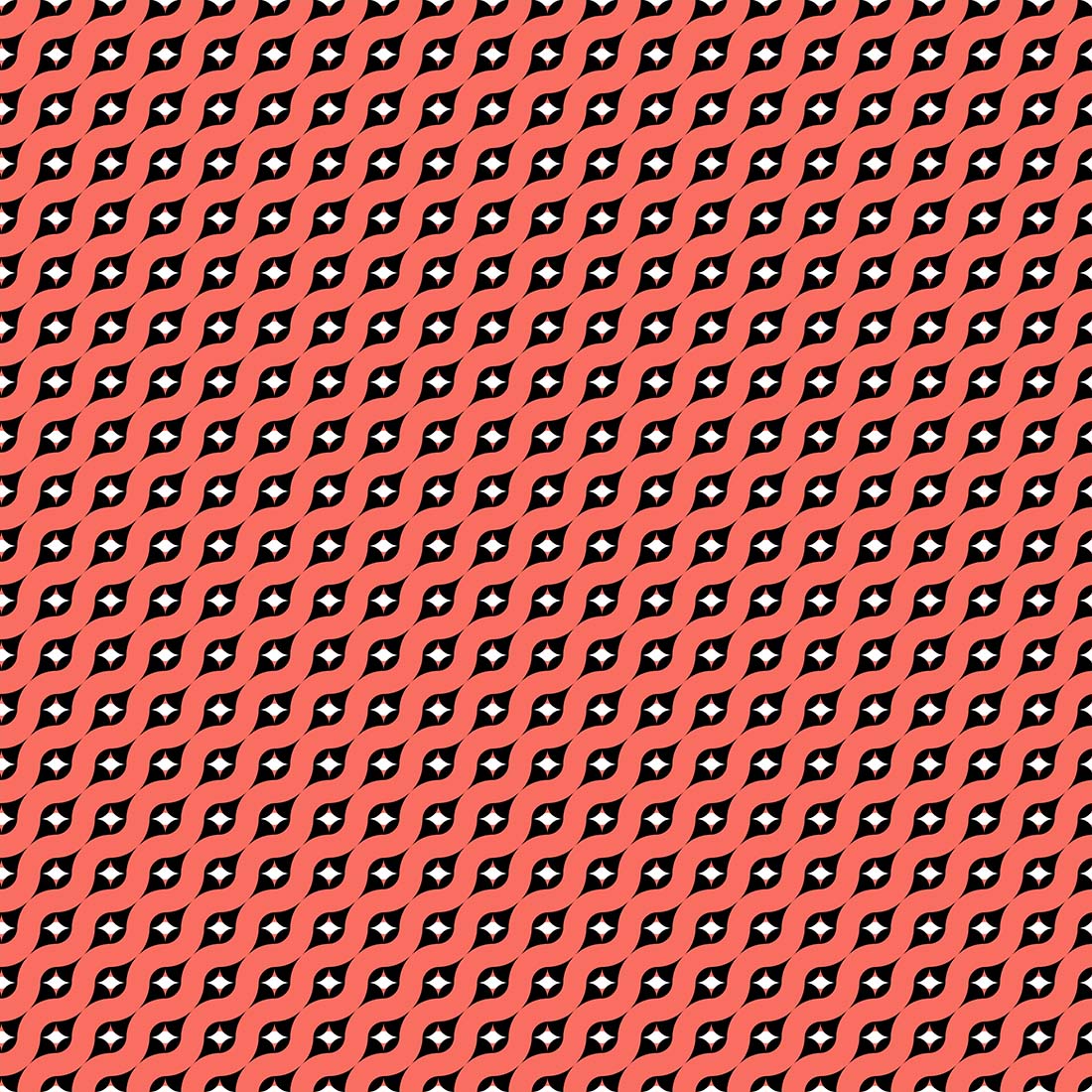 Red background with black and white squares.