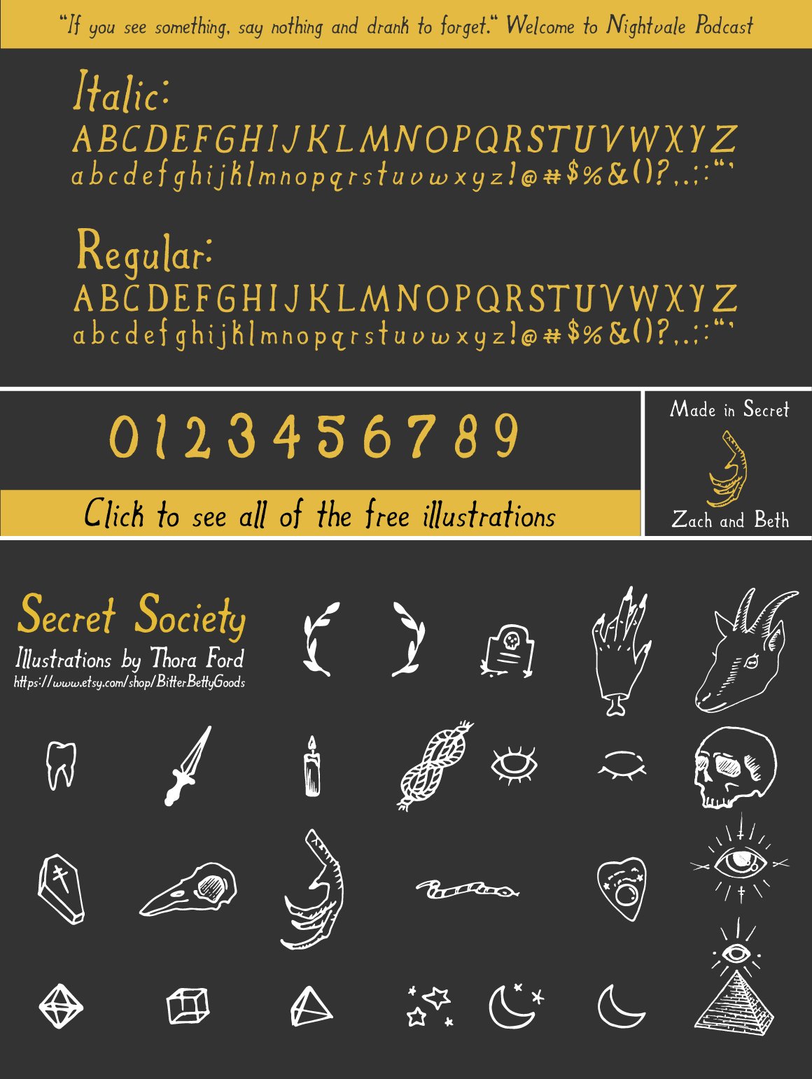 Secret Society Font + Bonus preview image.
