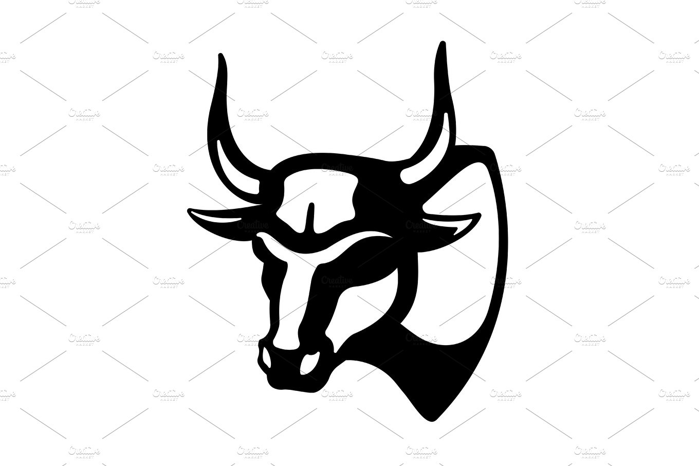 Bull head black silhouette realistic icon aggressive male of cow cover image.