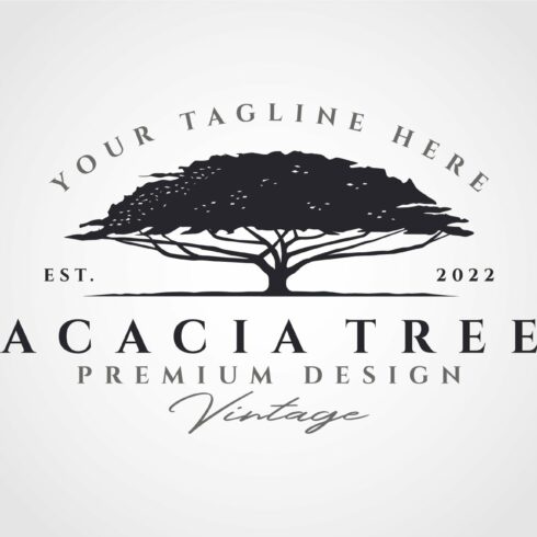 acacia tree silhouette vector logo cover image.