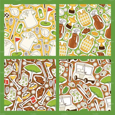 Golf vector seamless pattern golfers cover image.