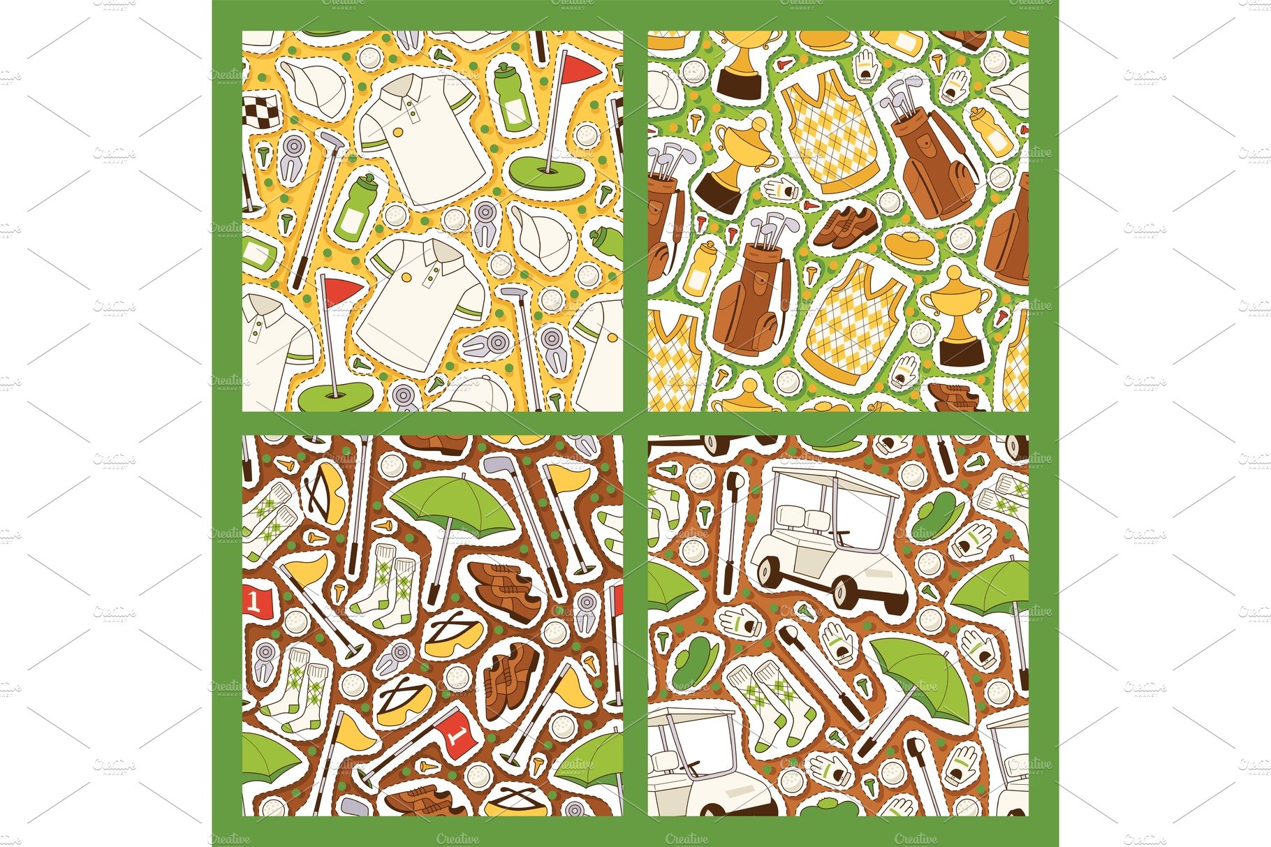 Golf vector seamless pattern golfers cover image.