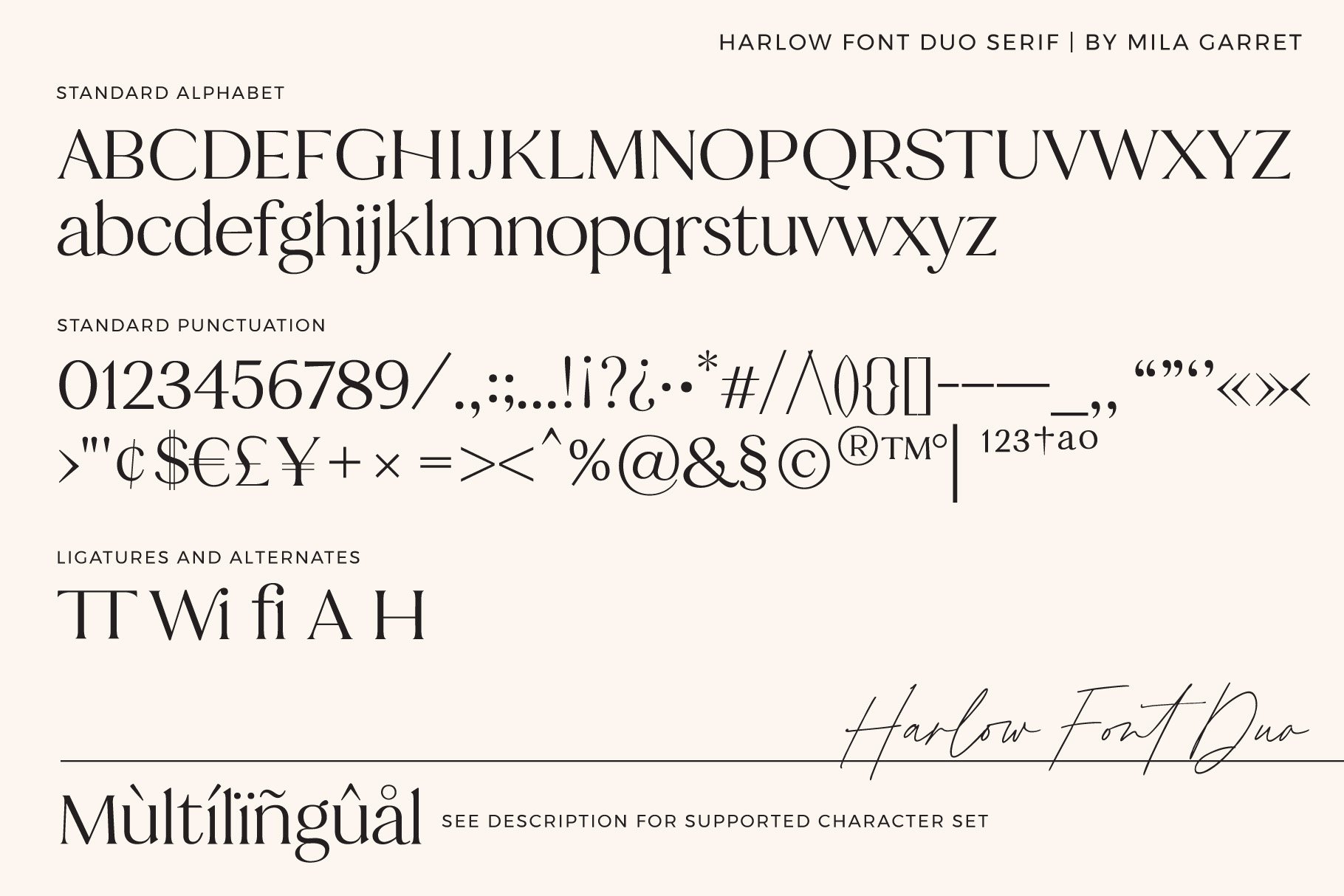 serif specimen font duo serif script pairing elegant handwritten clean simple minimalist branding websites harlow font duo mila garret 891