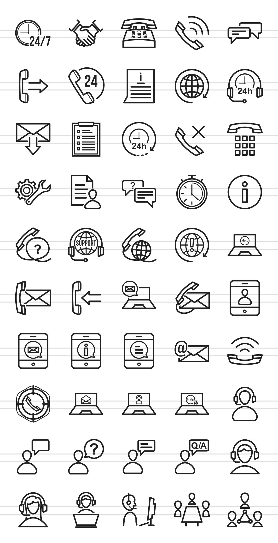50 Customer Services Line Icons preview image.