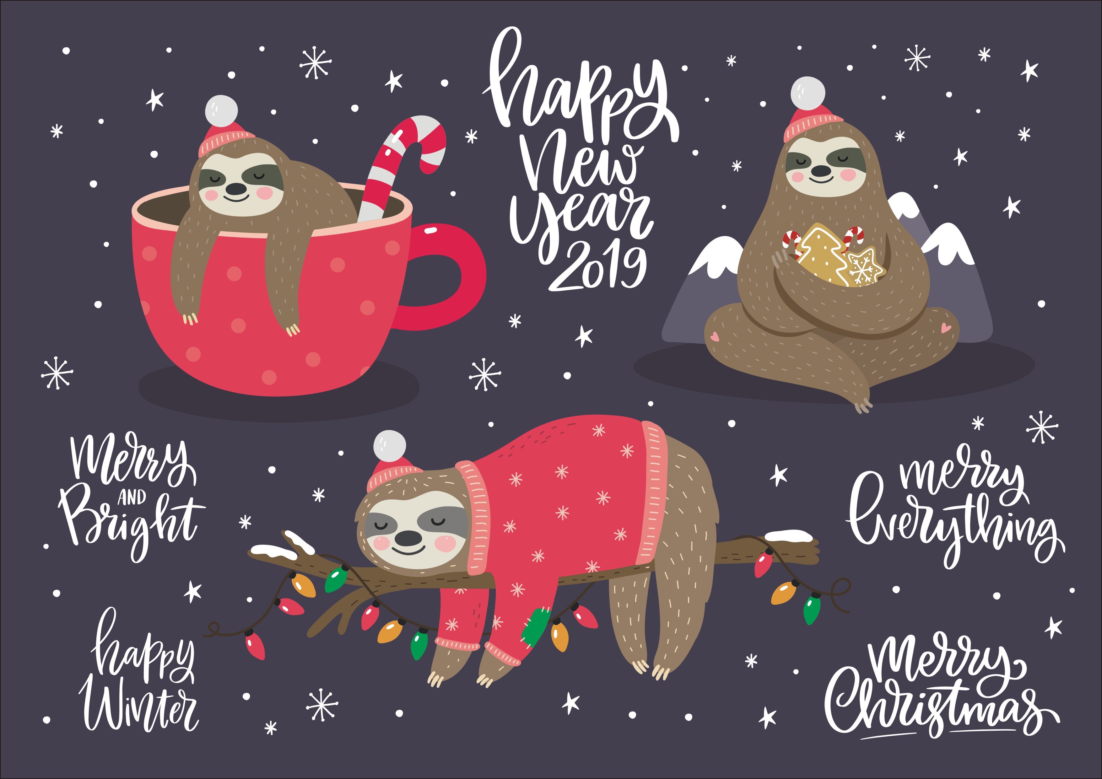 Alpaca and Sloth. Christmas Sloth preview image.