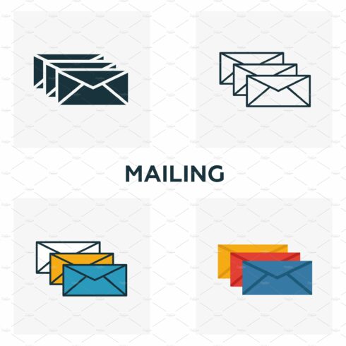 Mailing icon set. cover image.