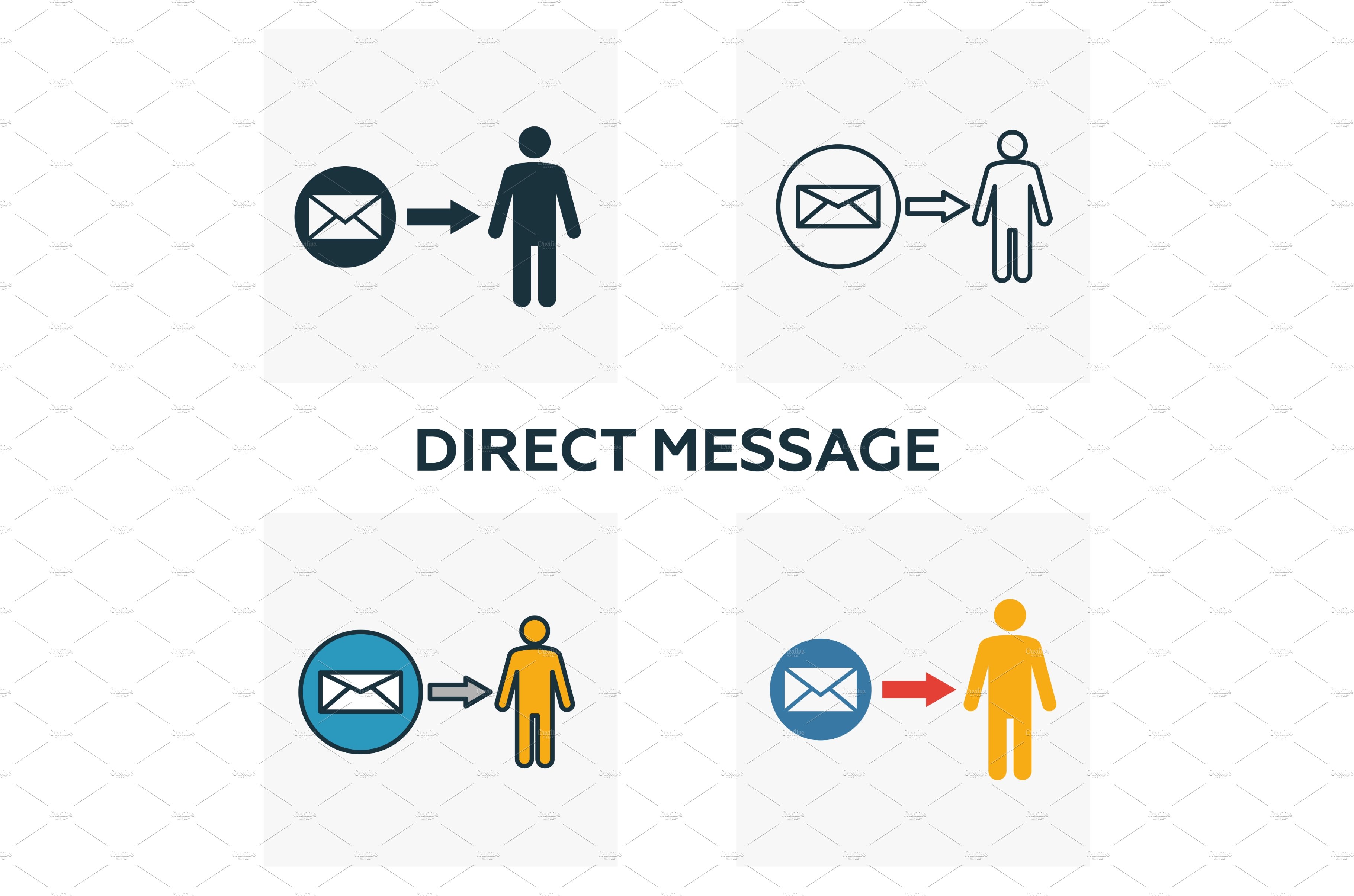Direct Message icon set. cover image.