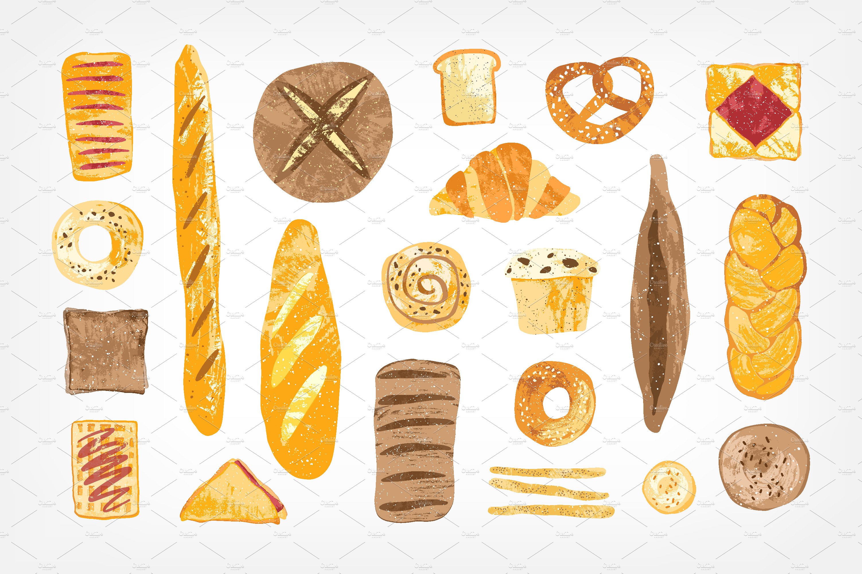 Bakery bundle and seamless pattern preview image.