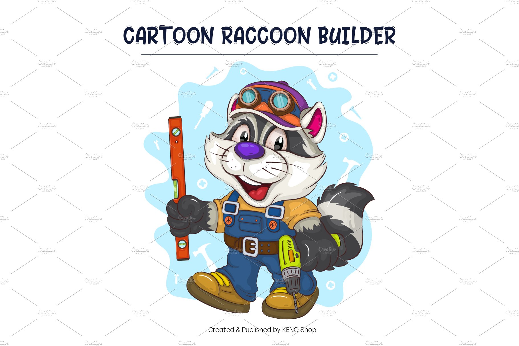 set of cartoon raccoons 01 5 136