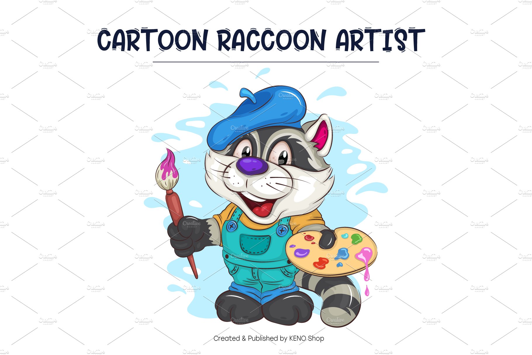 set of cartoon raccoons 01 6 396